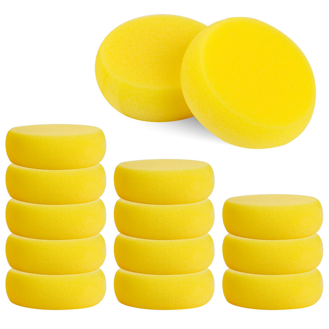 KALIONE 12 Pcs Round Painting Sponge 3inch Yellow Artist Sponges Craft Clay Sponge Watercolor Sponges for Face Painting Pottery Ceramics Art Crafts
