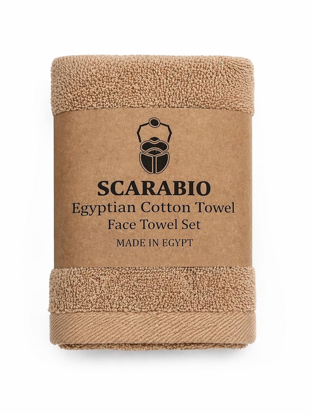 100% Egyptian Cotton Face Towel Set of 3, 30 x 30 cm - Luxury Hotel Spa Washclothes - Extra Long Staple Cotton, Ultra Soft & Absorbent - Made in Egypt (Cafe)