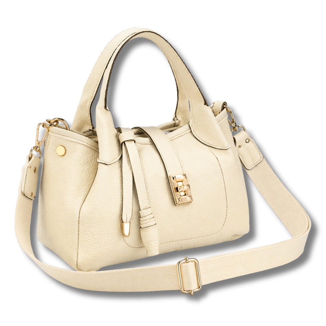 AYSLE 1674 Women’s Pebbled Leather Handbag 16×25×13 cm | Twist Lock Closure | Top Handle & Wide Adjustable Strap | 2 Open Compartments + Zipper Middle | Shoulder & Crossbody | 12 Colors