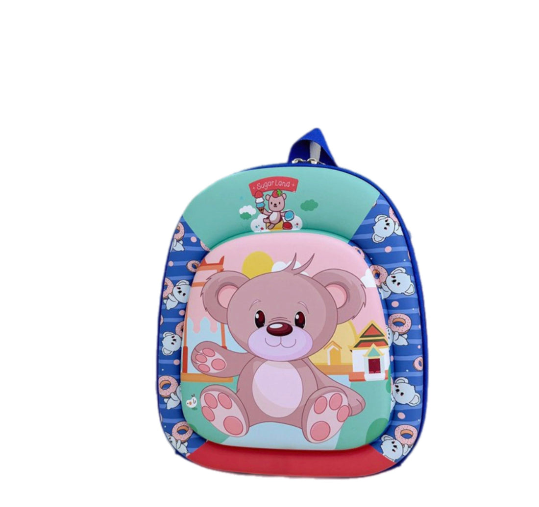 Sugar Land Kids Backpack with 3D Cartoon Bear Design, Blue, for Boys and Girls, School, Nursery, Trips and Picnics,size 32 * 27 * 7