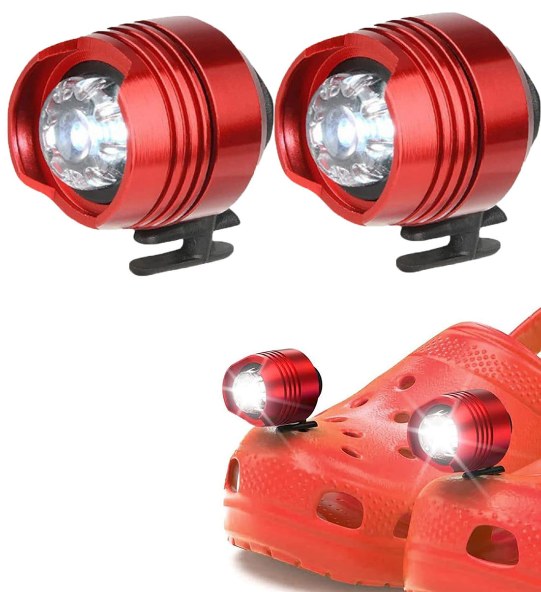 KASTWAVE Shoe Light Clips - 2pcs Flashing LED Attachments for Kids & Adults, Perfect for Clogs & Sneakers, Red Color