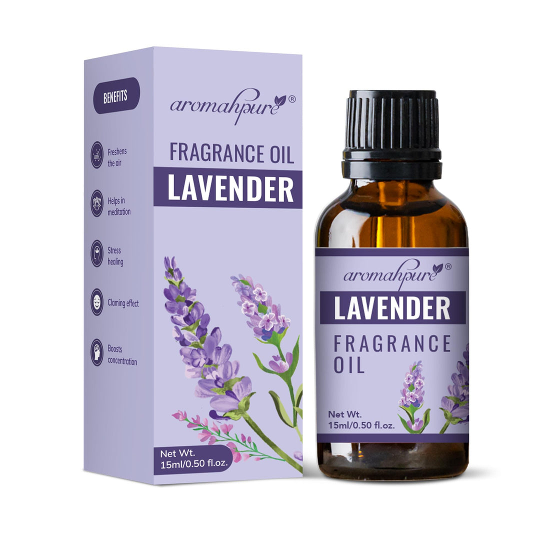 Aromahpure Fragrance Oil | 15 ml | Lavender Aroma Oil for Home Fragrance | Best for Aromatherapy | Helps in Meditation | Used in Diffusers, Candles, Air Fresheners, Soaps, IFRA Certified