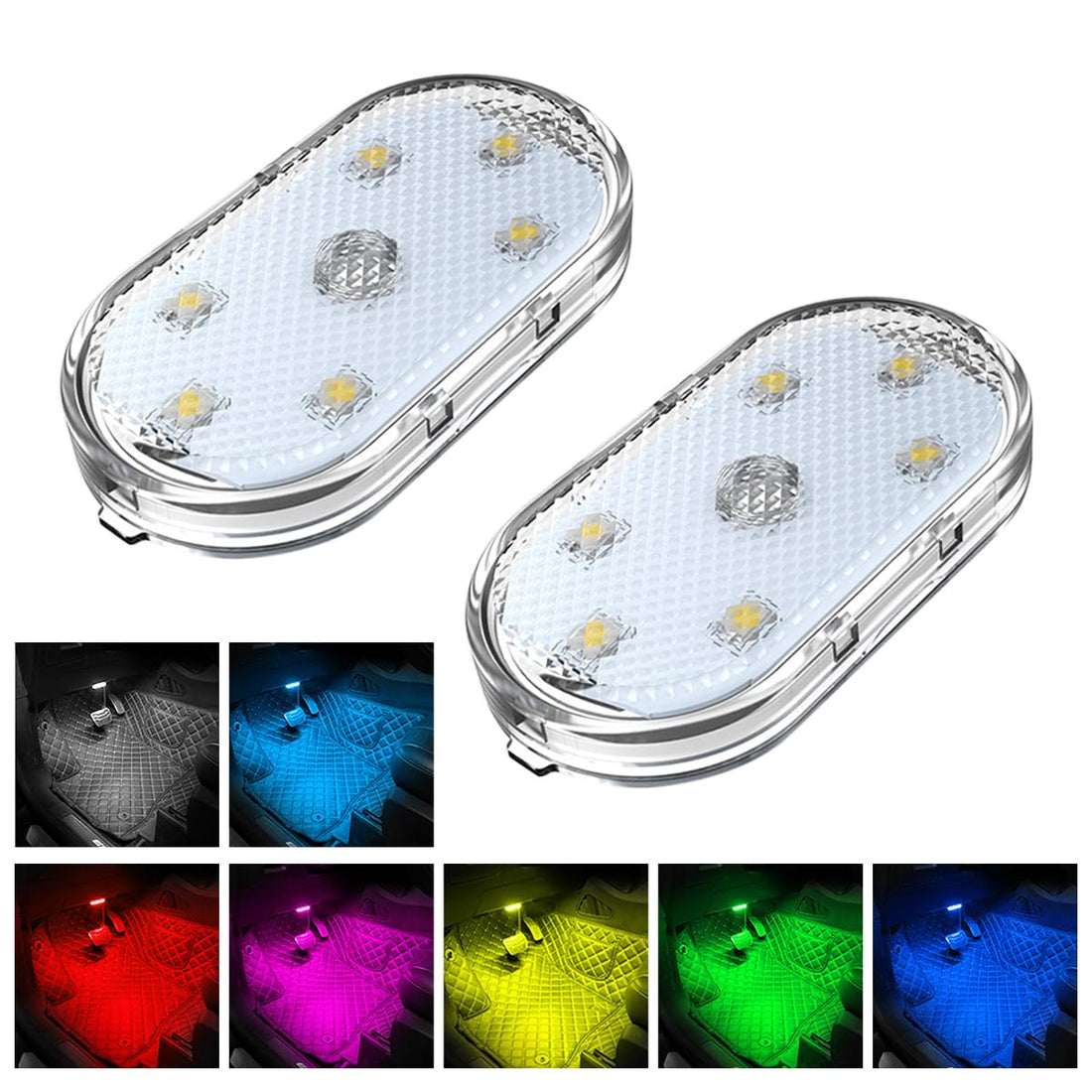 UrbanPulse Room Lamp, Interior Light, LED Car Touch Light, 2 Pieces, Car Light, USB Rechargeable, Magnetic, Magnetic Suction Design, Easy Installation, Bedroom, Closet, Hallway, Entryway, Stairs