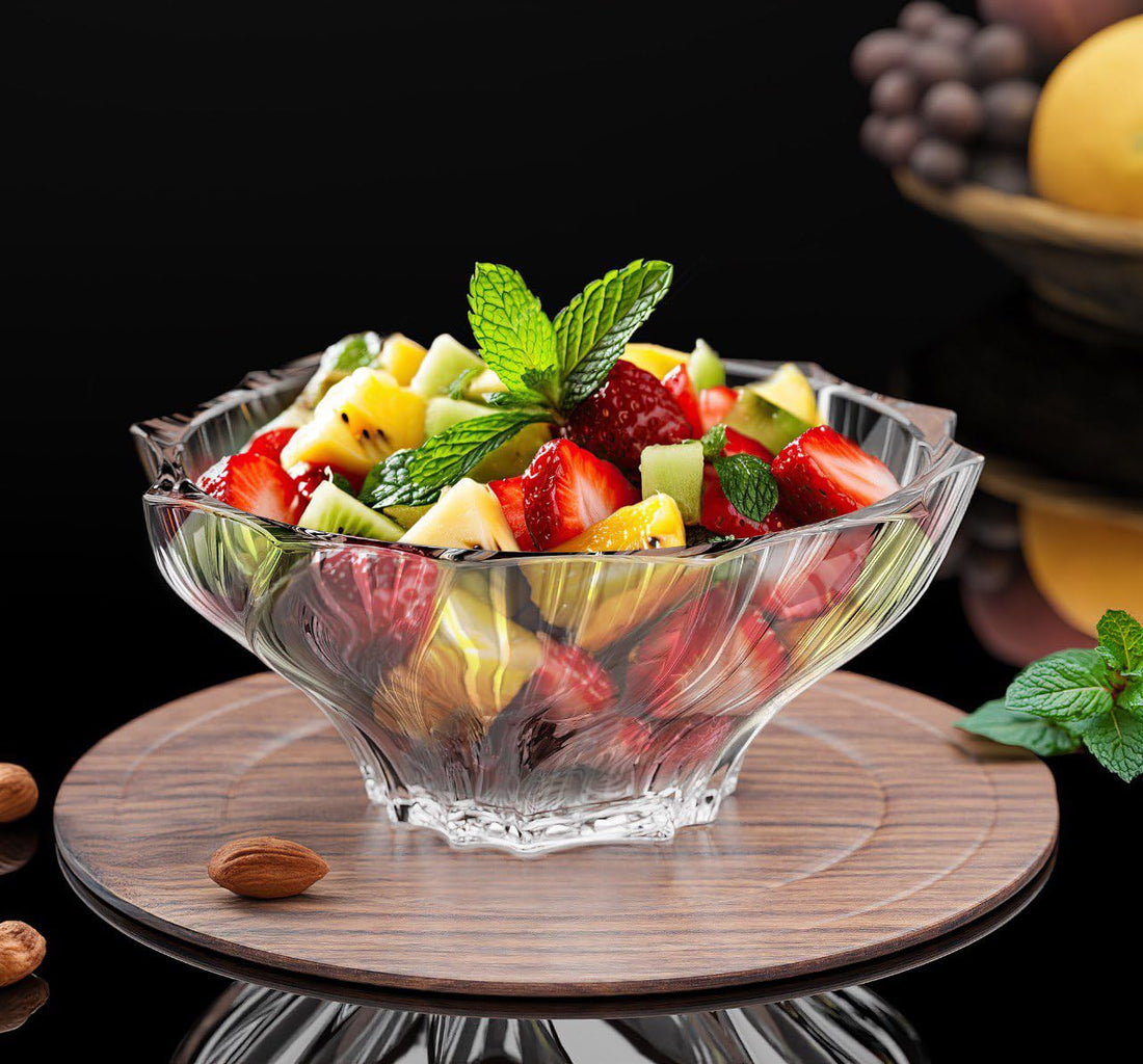 City Glass Twist Bowl Set | Jelly, Ice Cream, Yogurt, Fruit Salad or Dessert Bowl Set | Clear Glass Bowl with Rolled Wall and Elegant Shape 6 Piece 310ml