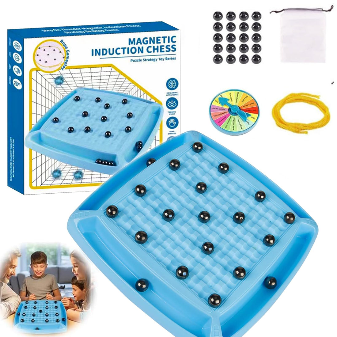 QZVOO Magnetic Chess Game with Stones, 2024 New Magnetic Chess Game with Rocks Magnet Chess Game Board, Family Magnetic Game Puzzle Toy, Table Top Magnetic Rock Game Birthday for Kids Adults