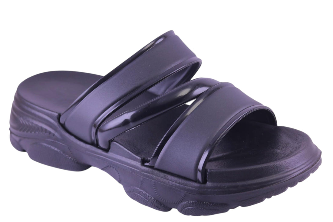Romba Women's Comfort Foam Heel Slippers – Lightweight Design with Stylish Three Strap for Home, Beach and Everyday Use