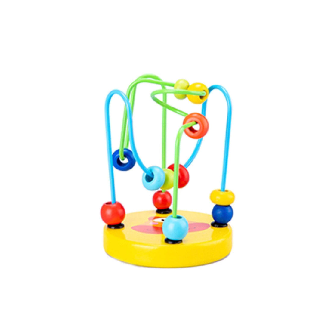 Kids Wooden multi-functional funny mini round beads puzzle building blocks children's early educational toys-Yellow