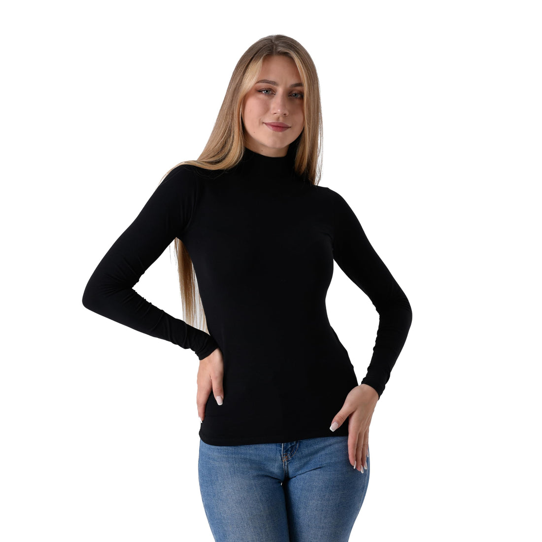 Milk Cotton Long Sleeve High Neck Body Top for Women