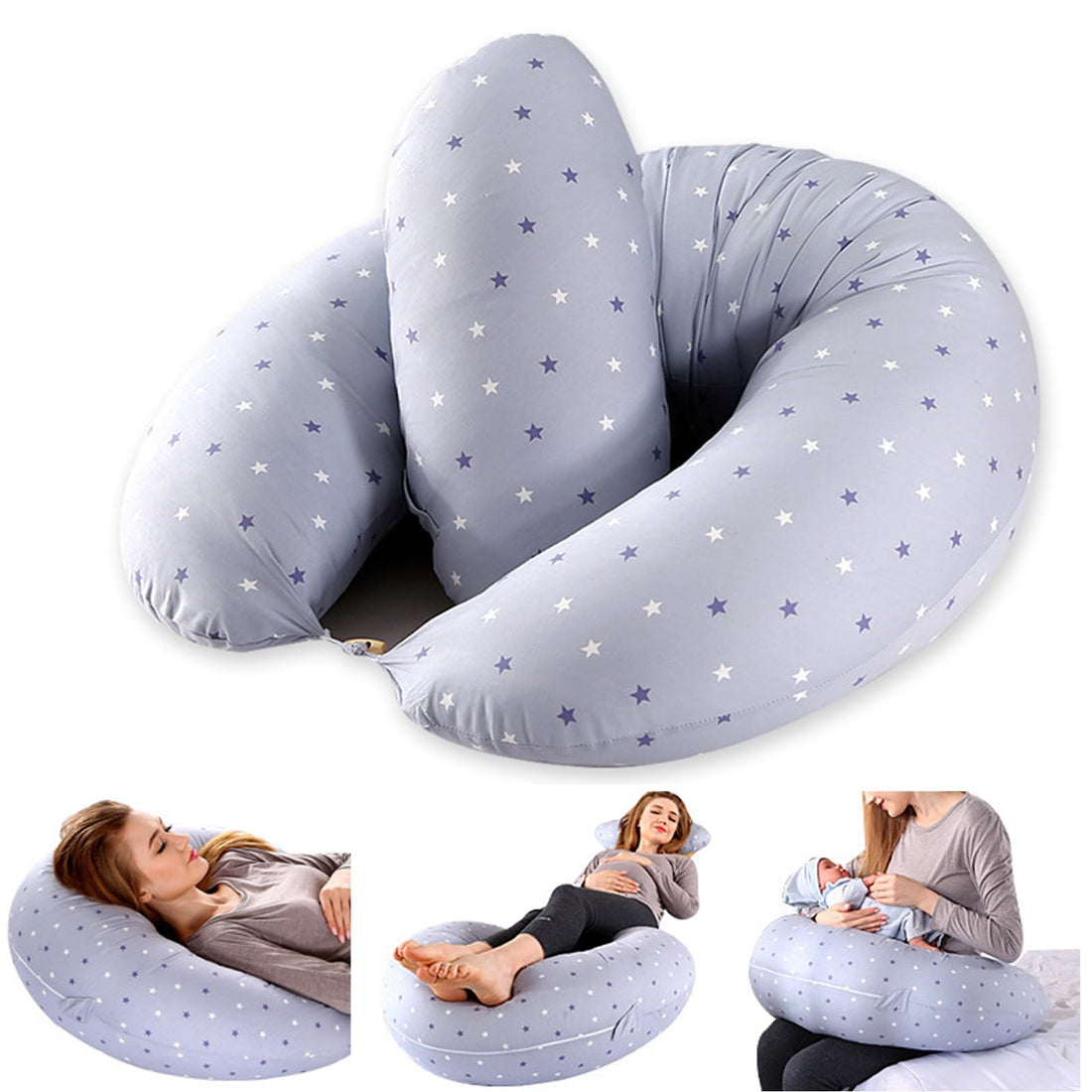 Beauenty Multipurpose Feeding Pillow, Breastfeeding Pillow for Breastfeeding and Bottle Feeding, Baby Nursing Pillows, Bed C-shape Pillow and Baby Lounger for Newborn (0-12 months) (Beige Dinosaur)