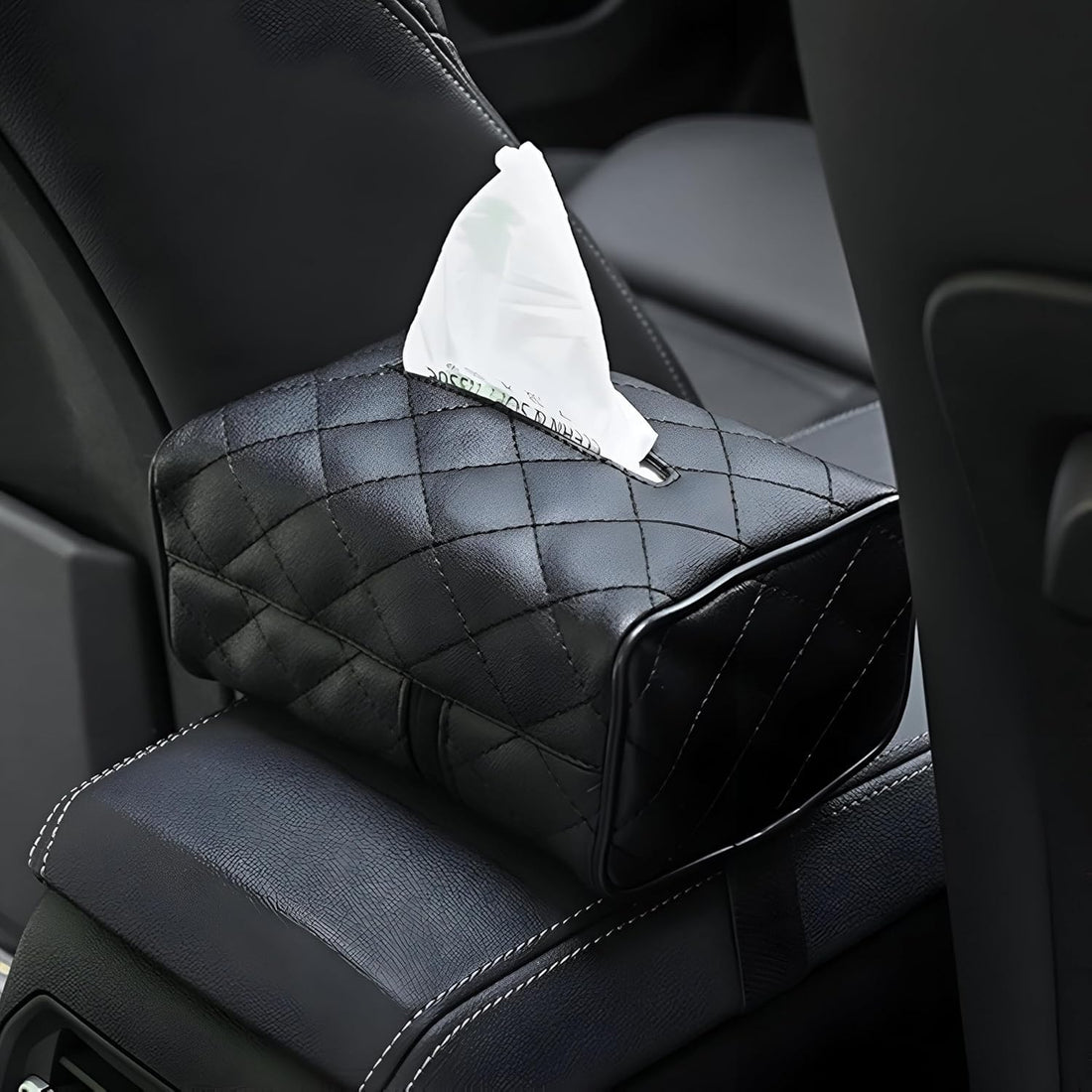 Car Tissue Holder, Microfiber Leather, Dashboard Console Headrest Mount, Automotive Interior Organizer