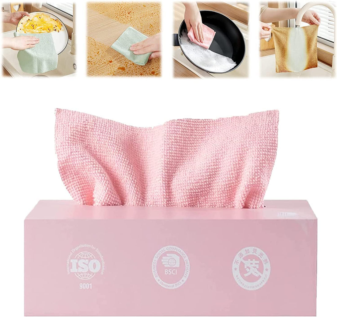 Microfiber Cleaning Cloth,Lint-Free Shop Towels Reusable Bulk Rags in a Box(20 Pieces),Washable Strong Water and Oil Absorption,Thickened Magic Cleaning Towels for Kitchen,Dish,Window,Car