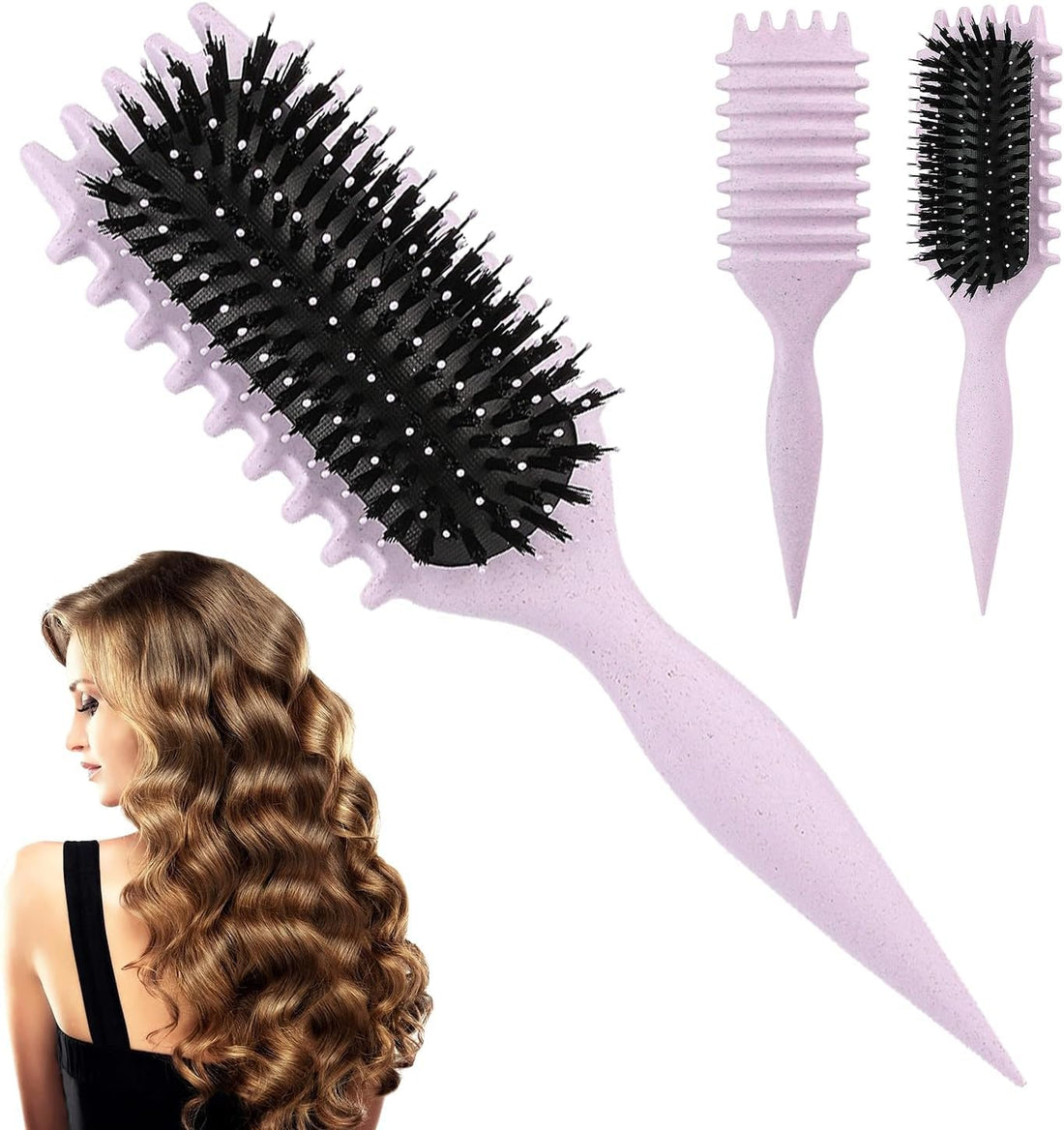 Hair Brush, Curly Hair Brush, Hairpins for Women, Curling Brush, Curl Define Styling Brush, Tangling-Shaping and Refining Curls f -1pc -multicolor