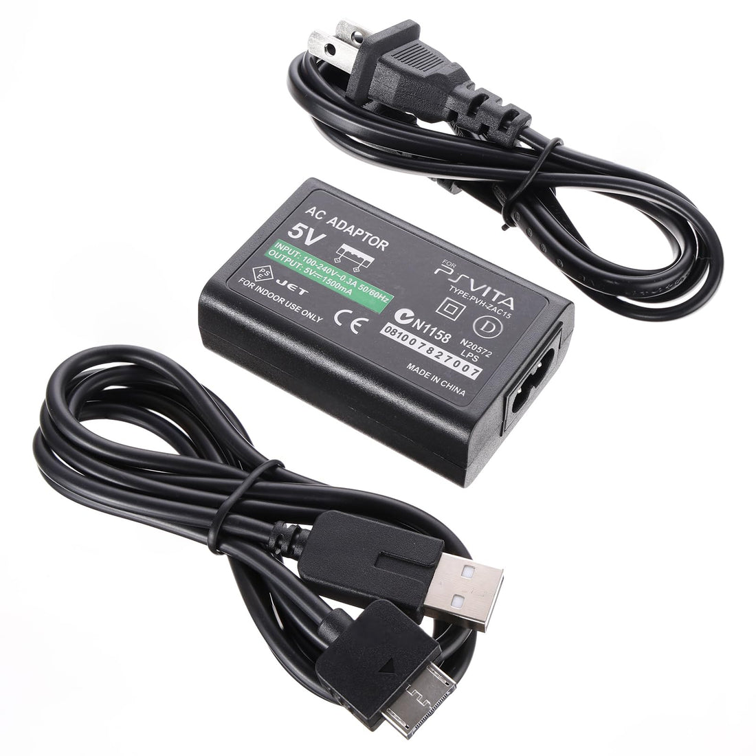 AC Adapter Power Charger for PS Vita 1000 with USB Charging Cable Cord, Replacement AC Power Adapter Wall Charger Compatible with PSV PS Vita 1000 Console