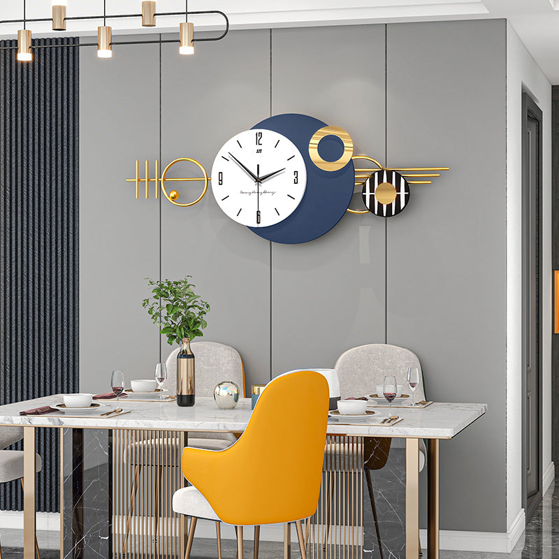 Gold and Blue Large wall clock 80cm- 30cm silent grand clock