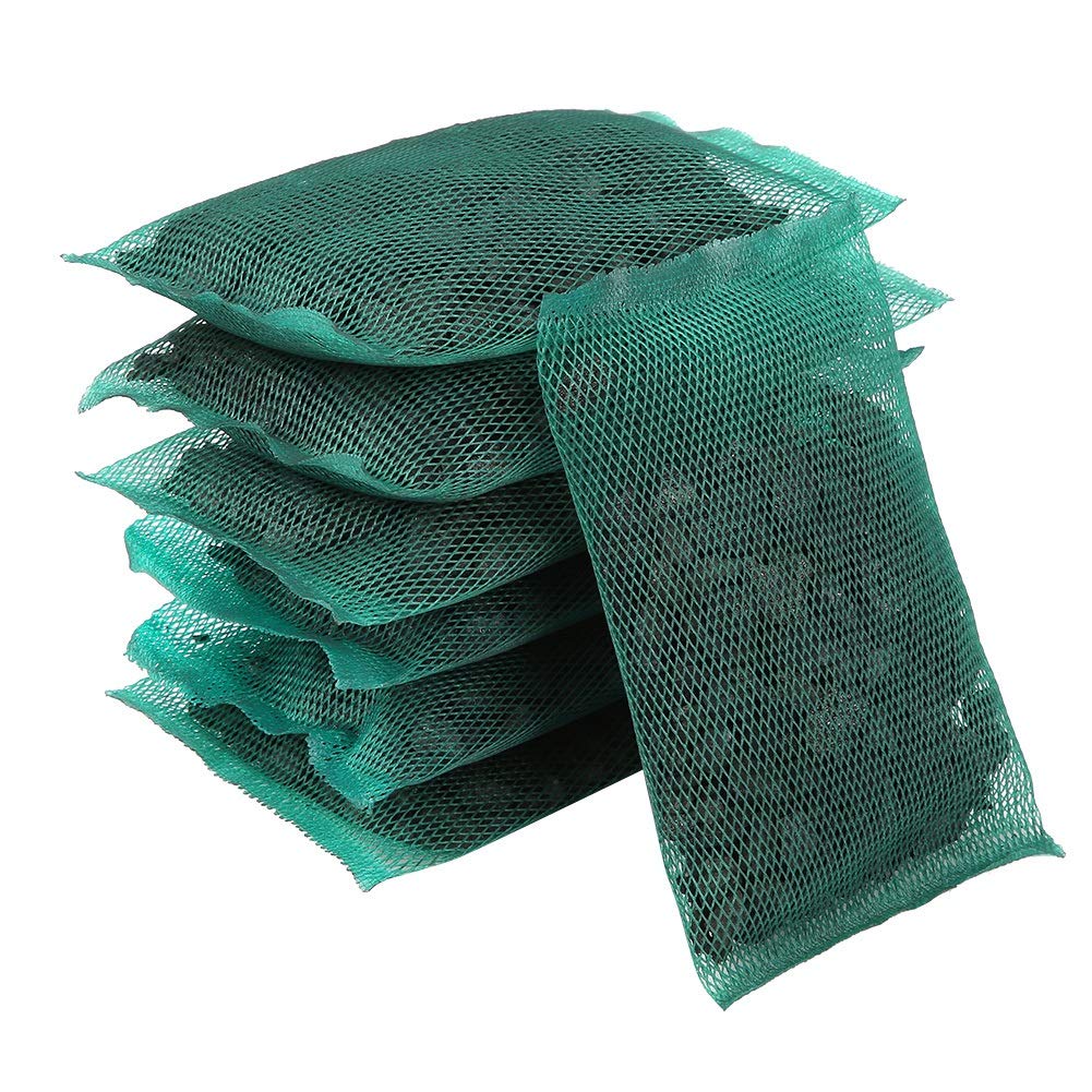 GLOGLOW Activated Carbon, Aquarium Purification Activated Carbon Filter with Fine Mesh Bag Fish Water Purification Accessories(Each Net Bag 50g)(7 Pcs)