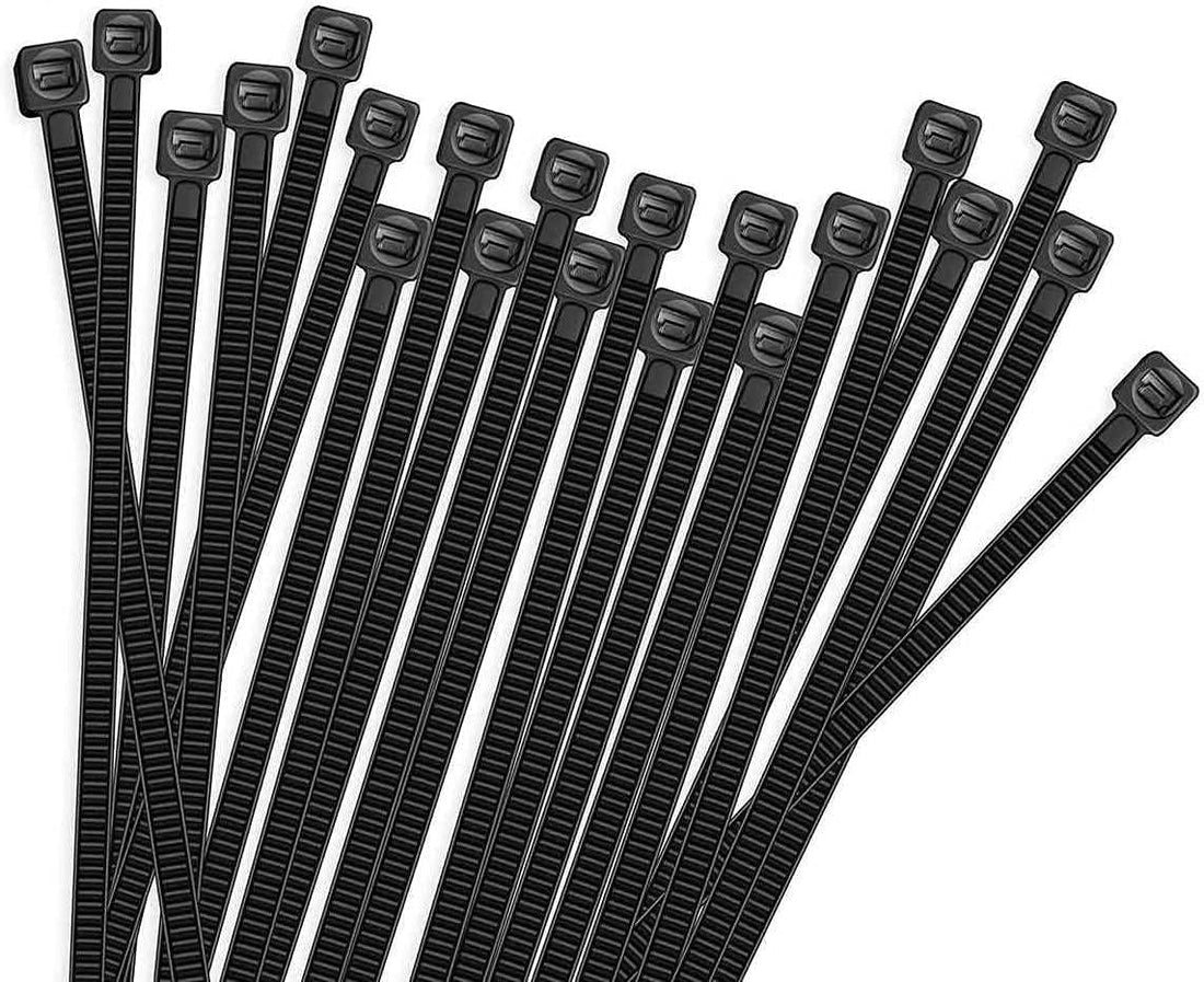 OVA 100 Pieces Nylon Cable Zip Ties – Heavy Duty, Self-Locking Wire Ties, 20 cm Length, Black