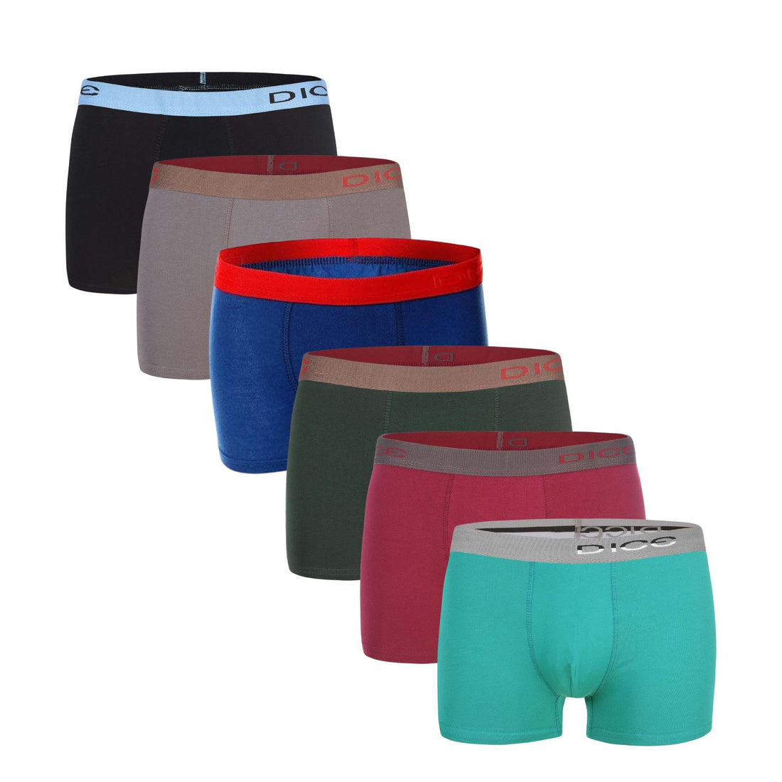 Dice Pack of 6 Cotton Plain Boxer Underwear for Boys