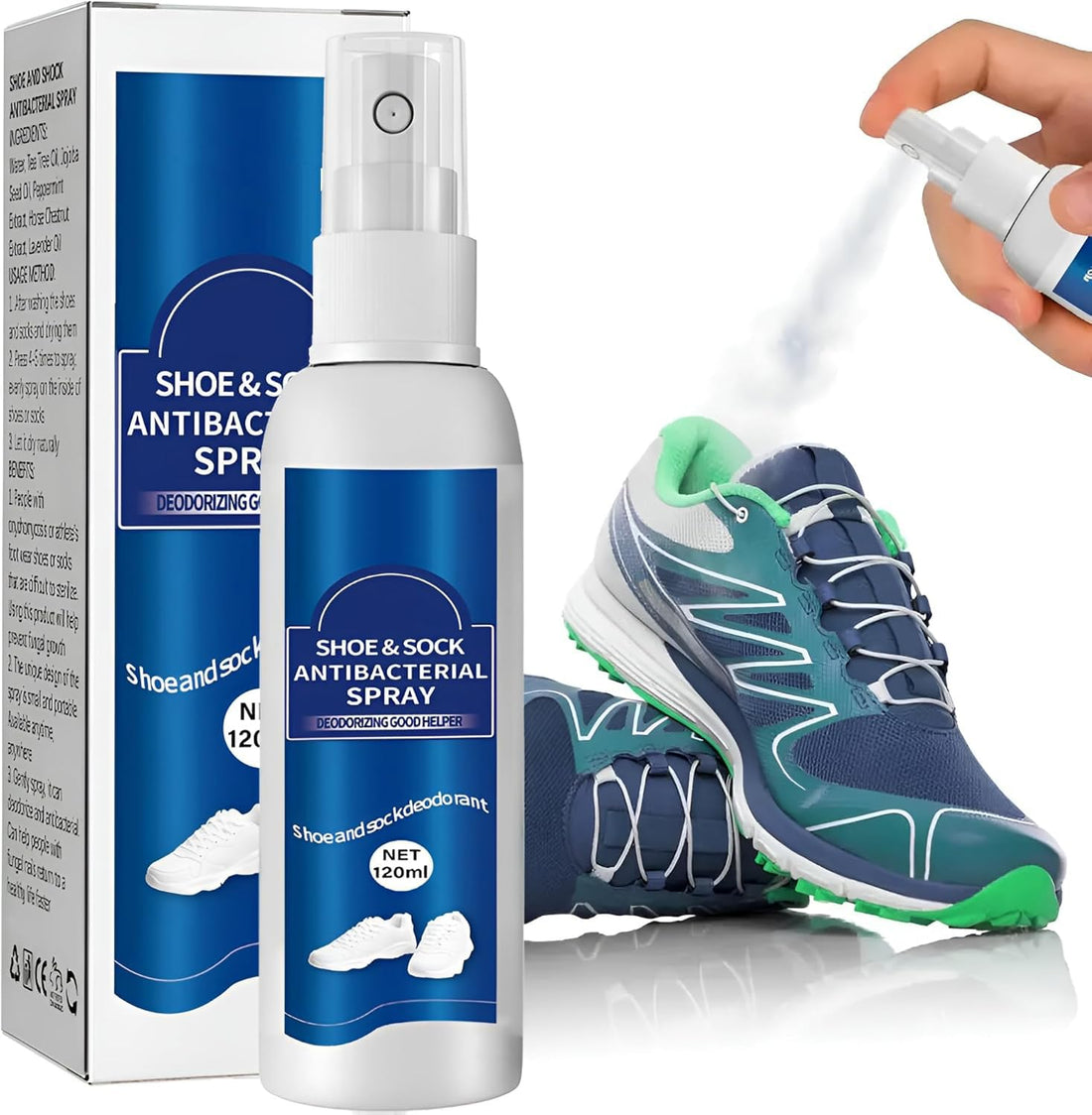 Plan A Shoe Deodorizer Spray, Antibacterial Foot Deodorant, Natural Antibacterial Spray 120ml, Foot Odor Relief, Shoe & Socks Freshener