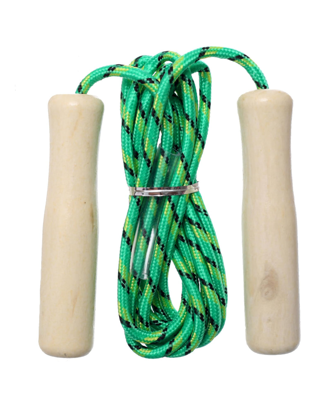 MINSA Wooden Handle Jump Rope M193 Green for Cardio Fitness Training