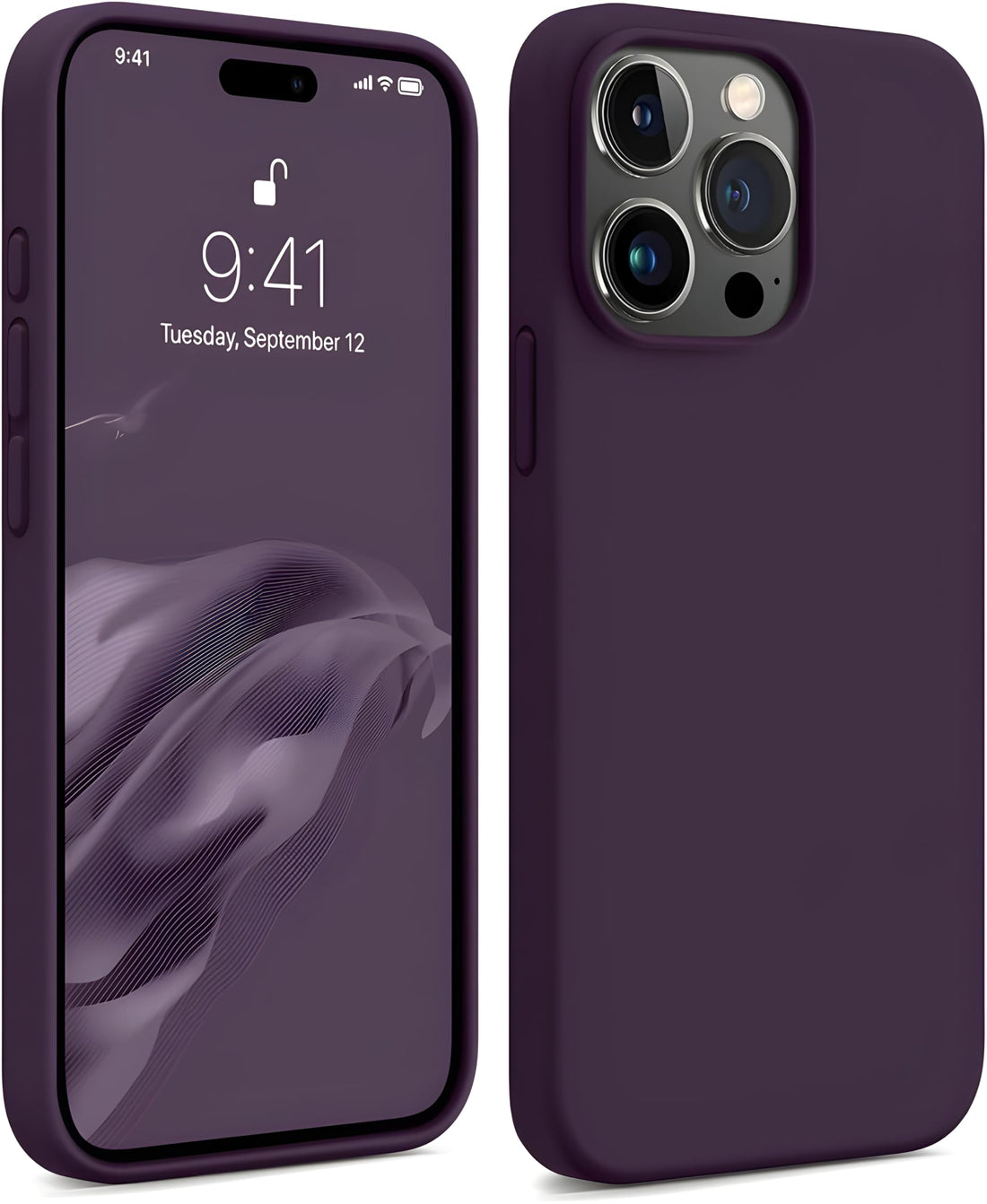 Next Store Ultra Slim Silicone Phone Case Compatible with iPhone 16 Plus - Shockproof with Soft Anti-Scratch Microfiber Lining - Camera Protection (Dark Purple)