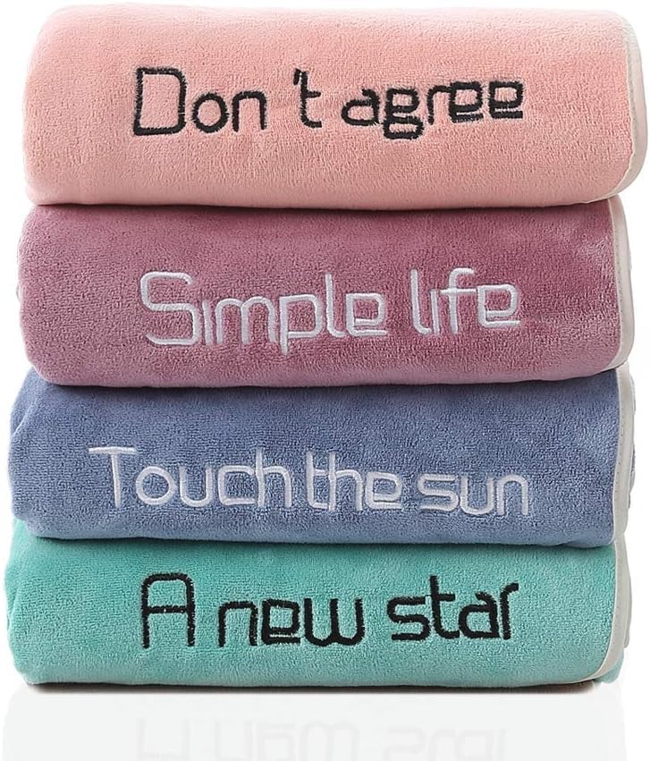 Gespie Vets 4 Pack Hand Towels Embroidered Letters Microfiber Face Towels Hanging Quick Dry Super Soft Bath Towels for Walking Bath 35 x 75 cm JS Polyester Multicolor