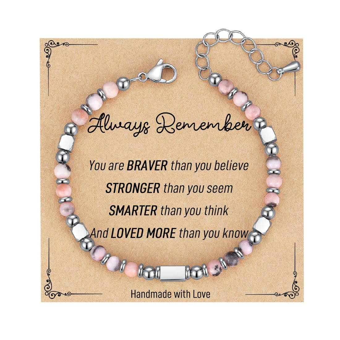 AryaHozel Gifts for Teen Girls/Kids, Easter Basket Stuffers for Teens, Tiny Gemstone Beaded Bracelets Teenage Teen Girl Gifts Trendy Stuff with Inspirational Card