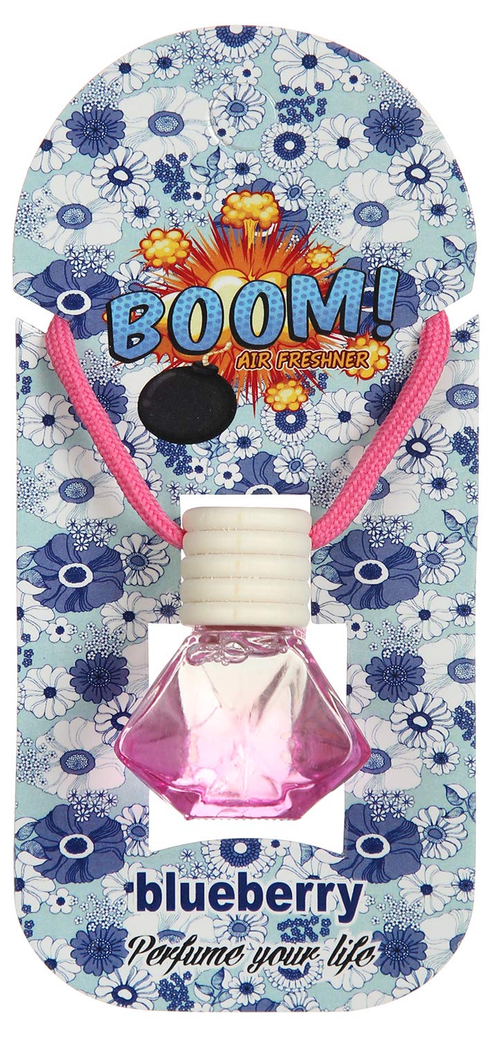 Superdrive Car Air Freshener on Mirror with Fragrant oils with Wooden Diffuser Lid ,Blueberry , Fuchsia
