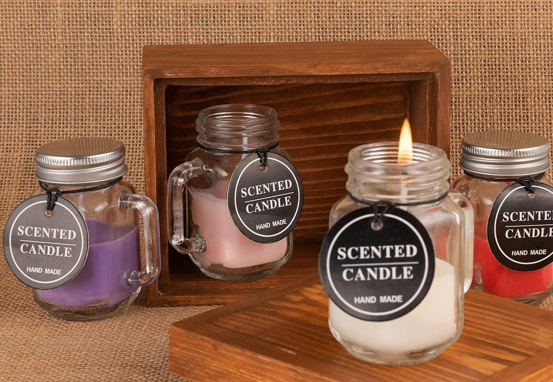 Generic 1 Piece Clear Mason Jar Shaped Scented Soy Wax Candle, Vanilla - Decorative Candles for Home Fragrance, Birthday, Diwali, Festivals, Events, or Any Occasion