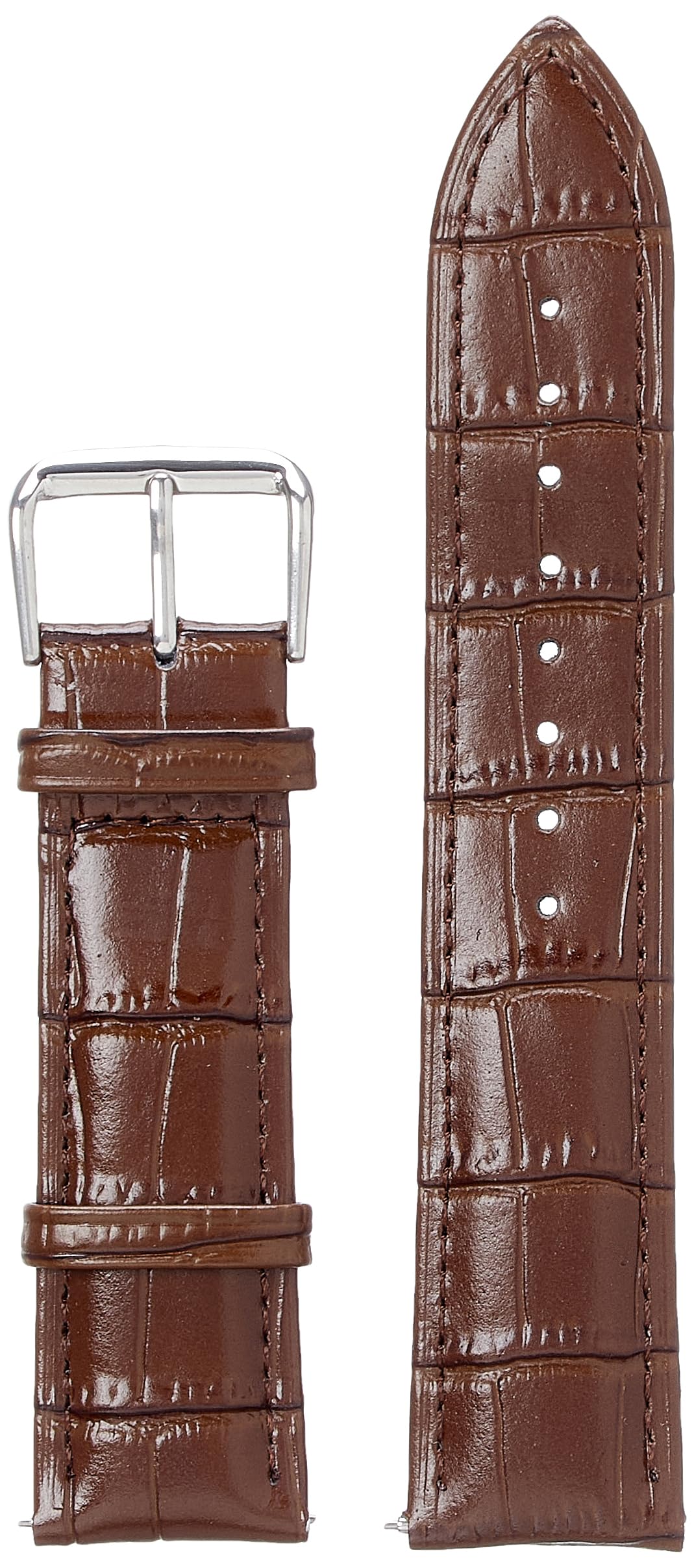 NewLife 22mm Brown Genuine Leather Watch Band | Square Crocodile Alligator Grain, Medium Padded Replacement Wrist Strap that brings New Life to Any Watch (Mens Standard Length)