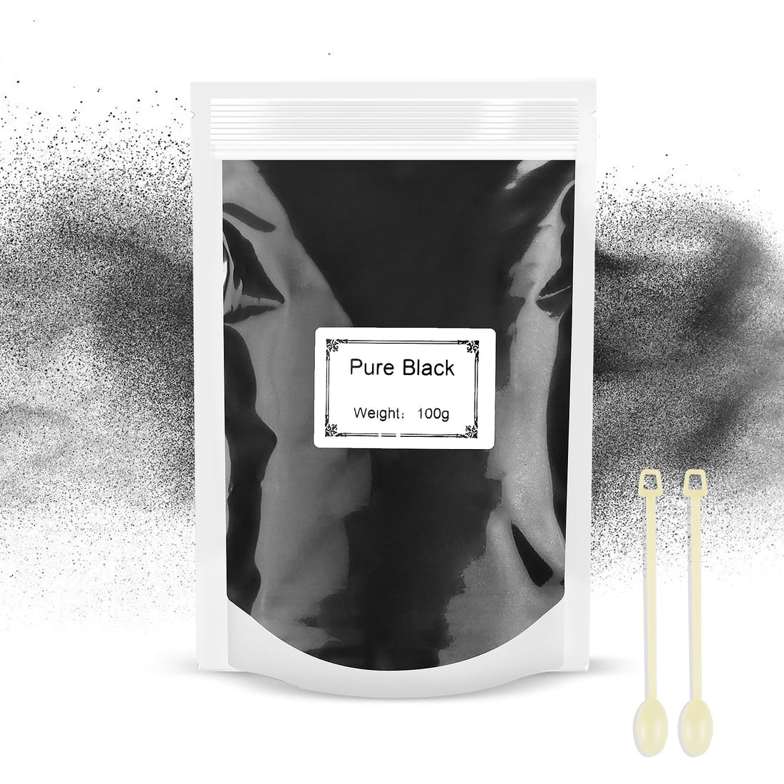 Rouclo 100 g Mica Powder - Metallic Epoxy Resin Pigment Pigment Epoxy Soap, Soap Dye, Powder Dye for Resin Making, Jewellery, Soap, Slime, Bombs, Bath, Candles (Black)