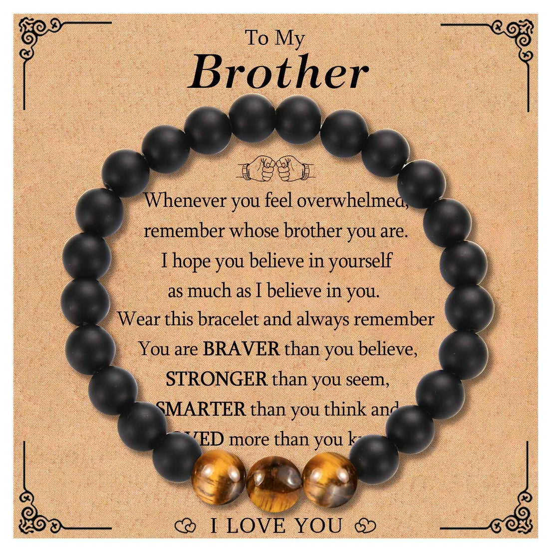 KORAS Gifts for Him Dad Grandad Son Brother, Mens Bracelet Black Beads Bracelet Gifts for Husband Boyfriend, Best Bracelet Presents for Fathers Day Valentines Day Birthday Christmas Graduation