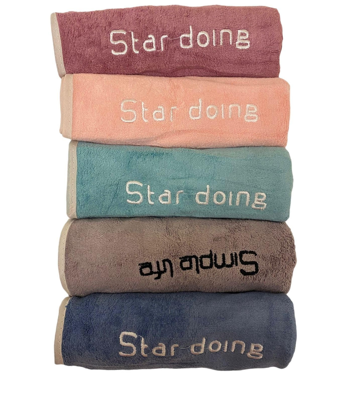 Generic Microfiber Super Soft Quick Drying Workout Gym Towel, Set of 5 Packs, 35x75cm, Pink, Blue, Purple, Green, Brown