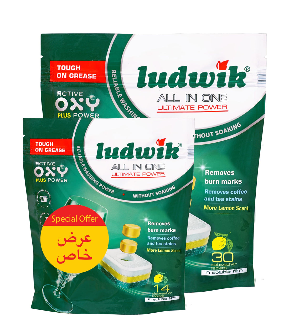 Ludwik All-In-One Lemon Dishwasher Tablets 44-Pieces