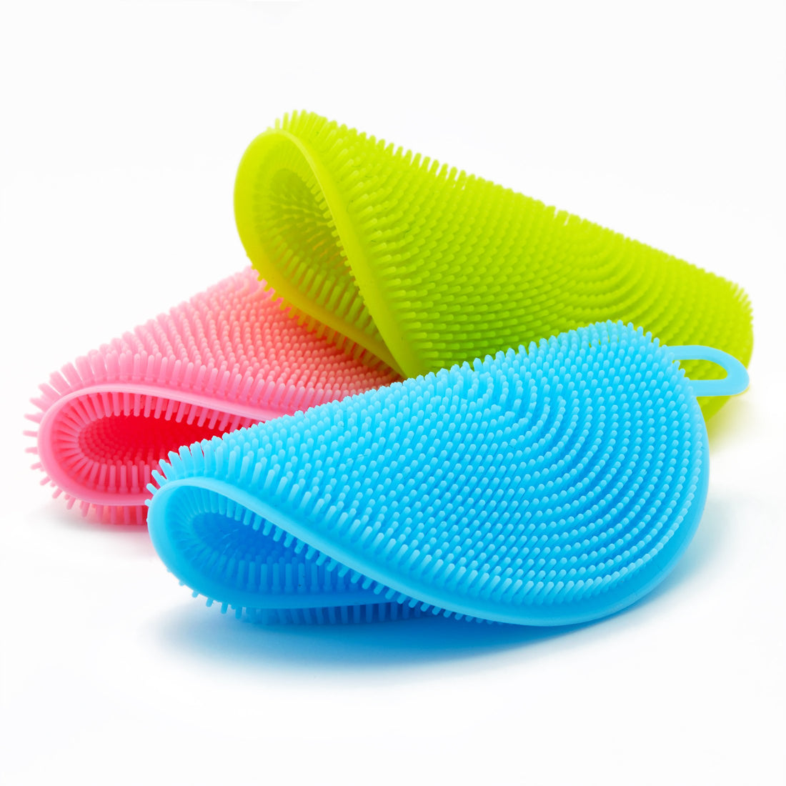 Silicone Sponge (3 Pack) plus Bonus - Food Grade Reusable Sponges for Dishes - Dishwasher Safe, Heat Resistant and Without BPA - Double Sided Silicon Brush - Dish Scrubber - 3 Colors