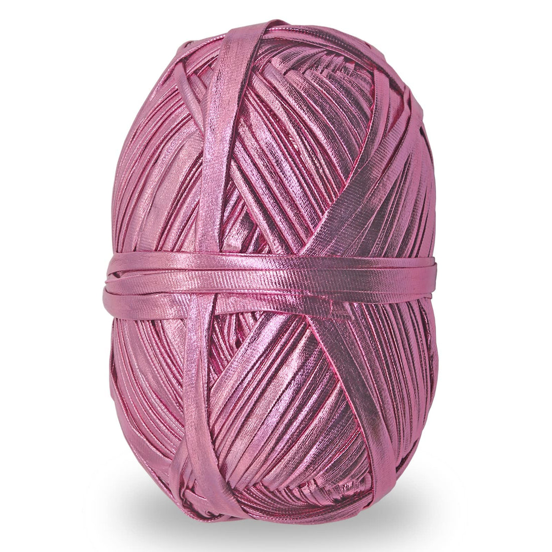 Metallic T-Shirt Yarn 140 Yards Knitting Yarn Fabric Crochet Cloth Shiny Tshirt Yarn for Crocheting Beginners DIY Hand Craft Bag Blanket Cushion Projects (Rose)