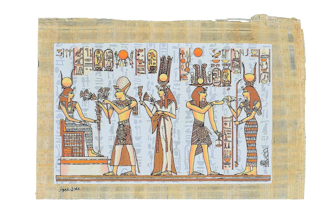 Nefertari Egyptian Hand Painted 100% Authentic luminous Papyrus Paper (Pharaonic Ceremony)