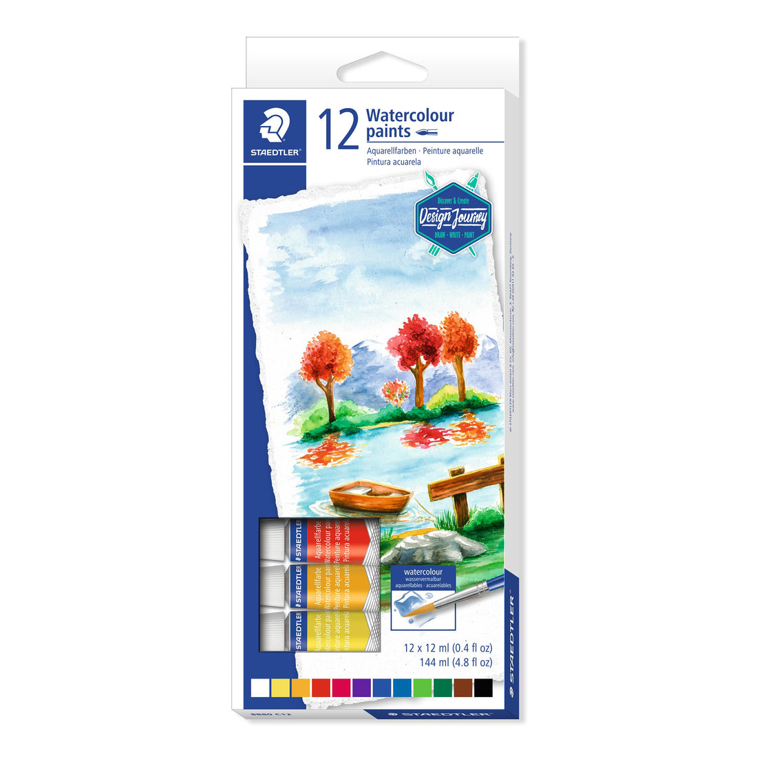 STAEDTLER 8880 c12 Design Journey Watercolor Paints 12ml per Tube Set of 12 Pcs. - Multi Color