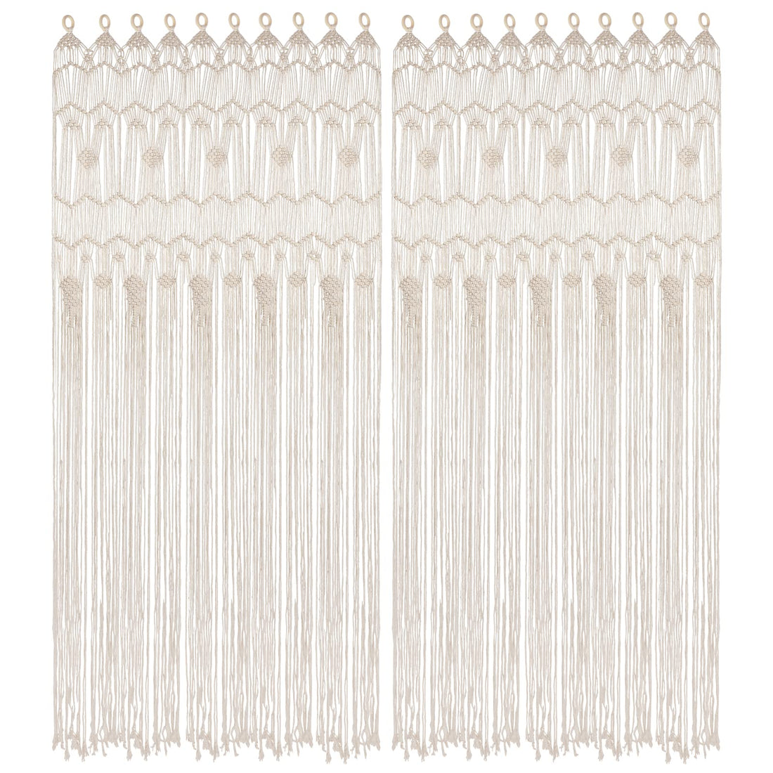 Boho Macrame Window Curtain Room Divider Doorway Curtain 79 x 35 Inches Large Long Macrame Wall Hanging for Living Room Bedroom Bohemian Home Decor Wedding Backdrop, Dreamcatcher - 2 Panels