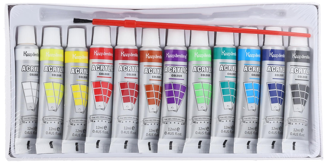 keep smiling HS-7112A Acrylic Color Set, 12 Colors &1Brush