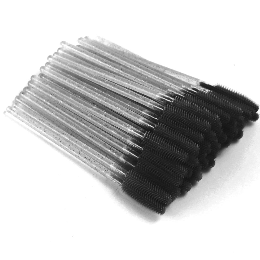 50PCS Disposable Mascara Eyelash Wands (50 Pieces, Black Crystal) - Eyebrow & Lash Extension Spoolie, Separator, Microblading Tool, Applicator