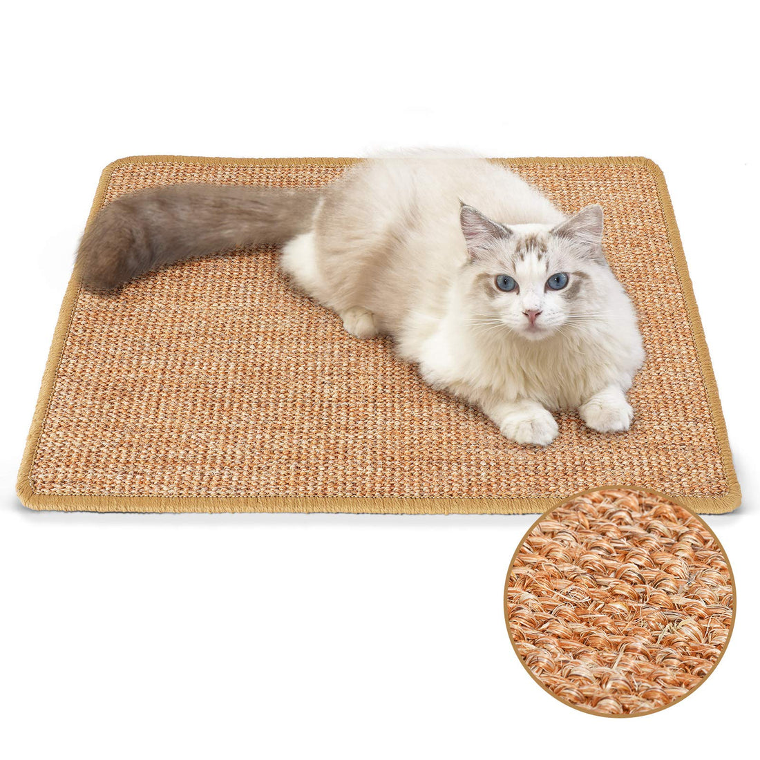 FUKUMARU Cat Scratching Mat, Natural Cat Scratching Boards, Sisal Scratching Rug, Durable Cat Furniture Doormat Sisal Mat Scratching Pads for Cats, 60 x 40 cm, Brown