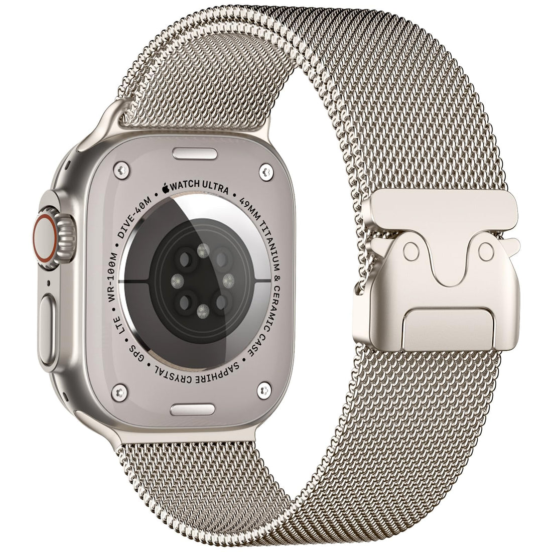 Upeak Strap Compatible with Apple Watch Ultra 2/Ultra 49mm, Stainless Steel Mesh Loop Strap with Parachute-style Buckle for Apple Watch Series 10 46mm, 9/8/7 45mm, SE2/SE/6/5/4 44mm, 3/2/1 42mm