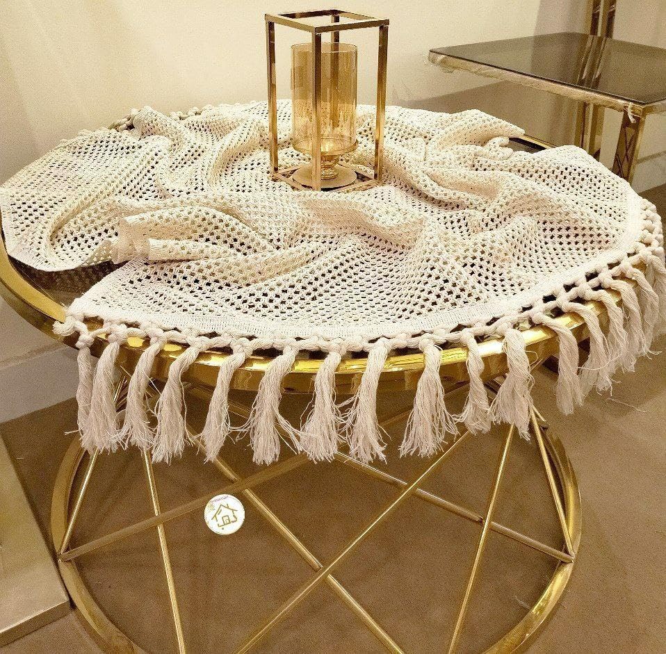 Macramé Table Runner, Boho Style , 175 x 45 cm, Cream White .flo