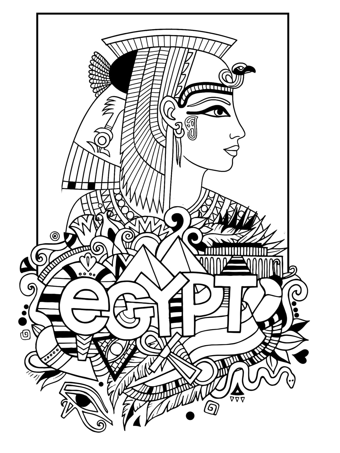 Egypt Queen Tote Coloring bag 30 * 40 - Egypt Design bedaya