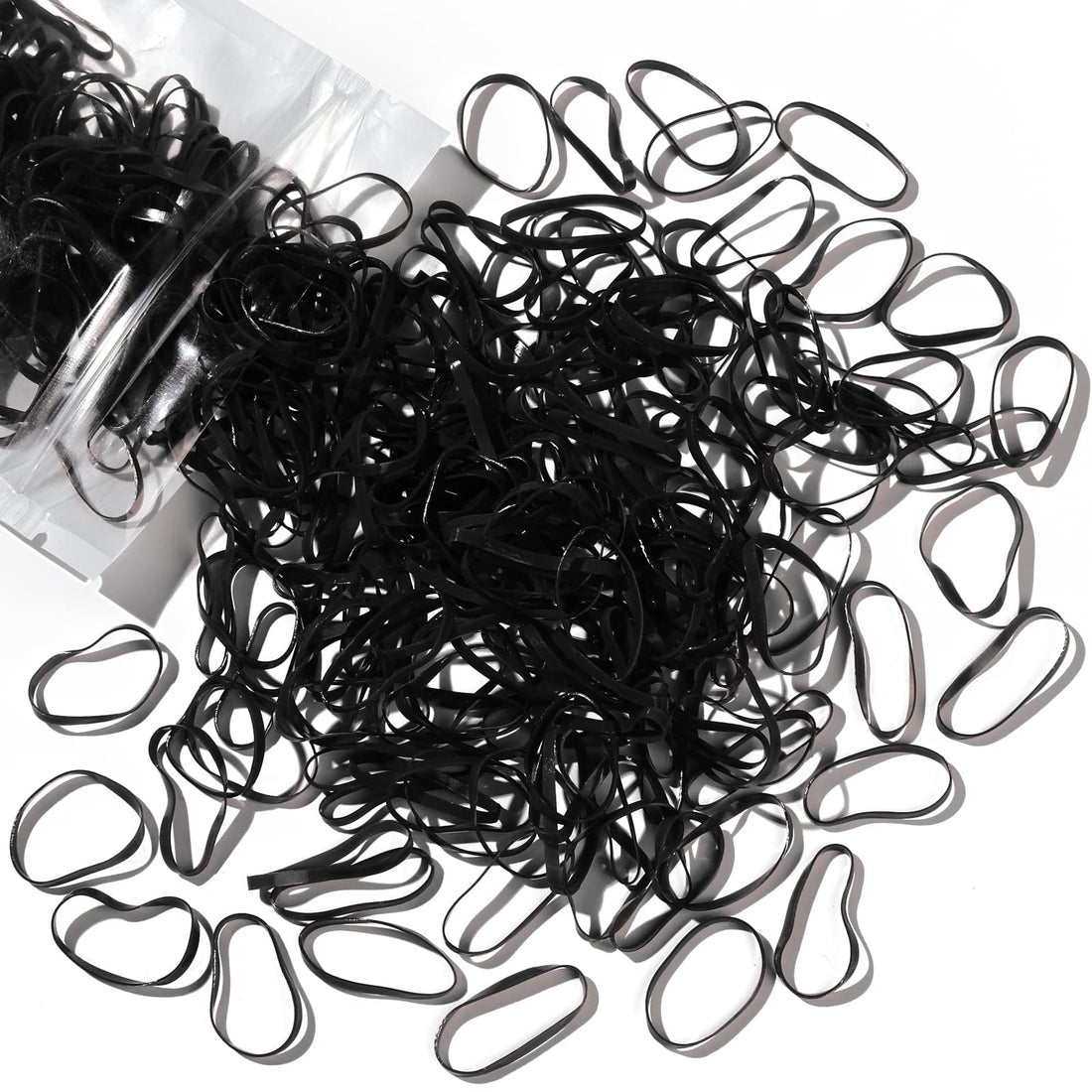 Teenitor Black Hair Elastics, 300 Rubber Bands Soft Elastic Bands Hair Braids