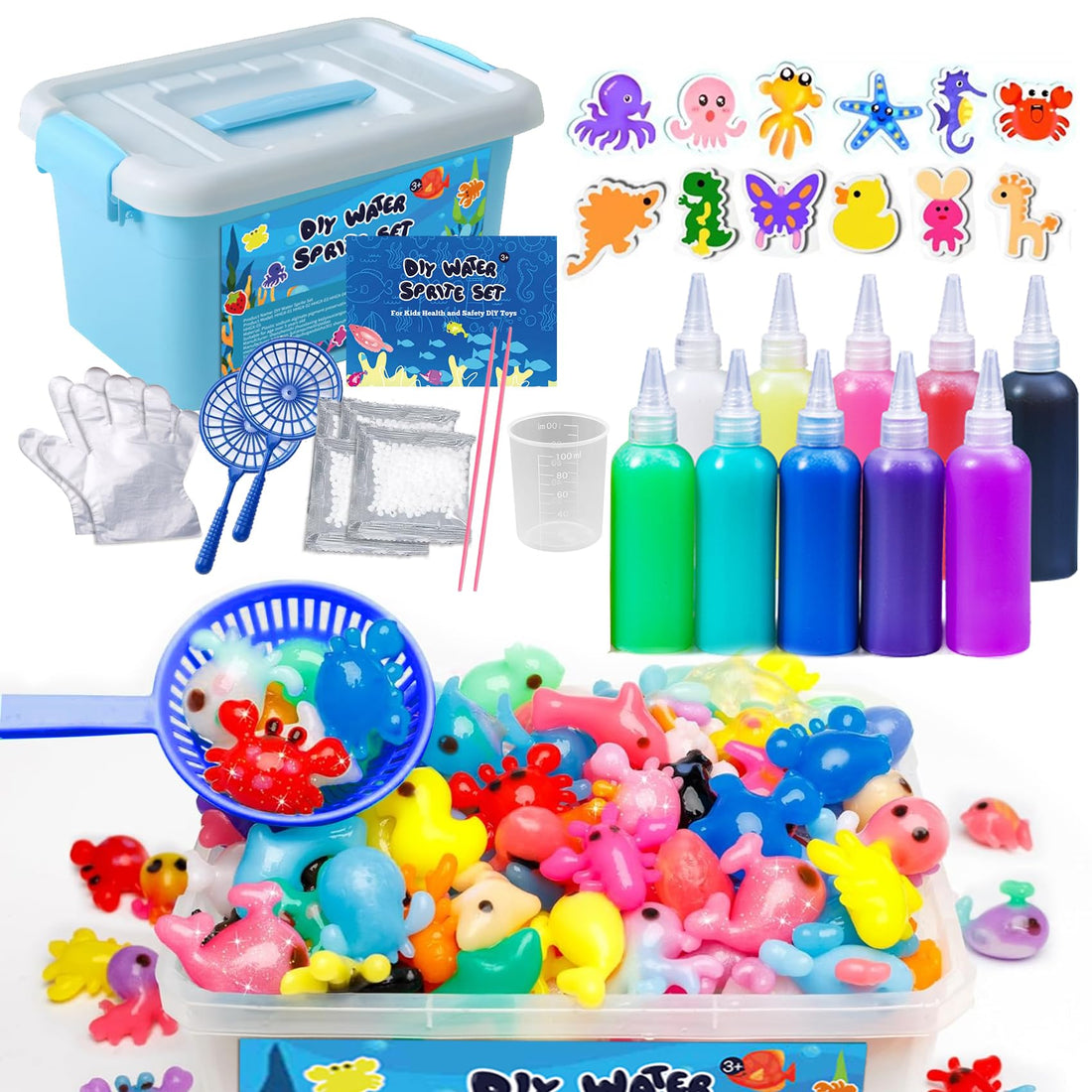Magic Water Elf Toy Kit, Water Spirit Set Aqua Fairy Water Gel Kit 10 Magic Gels, 12 Shape Molds DIY Handmade Animal Creation Arts Crafts Birthday Christmas for Kids Boys Girls Toys Gifts Party Favors