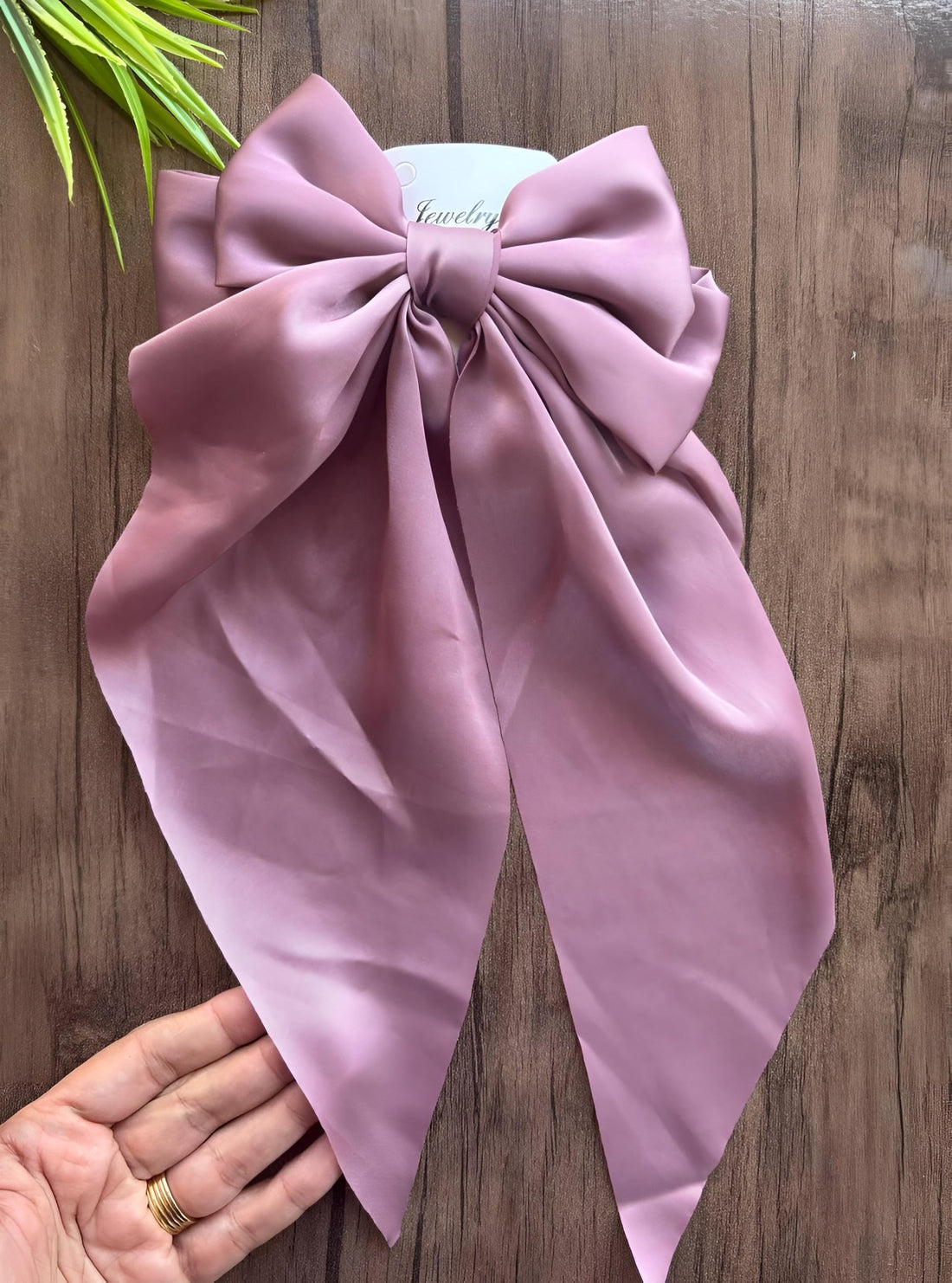 Long Tail - Stylish oversized satin hair clip with silk finish, bow detail, and extended tail, trendy fashion accessory for females of all ages (kashmir)