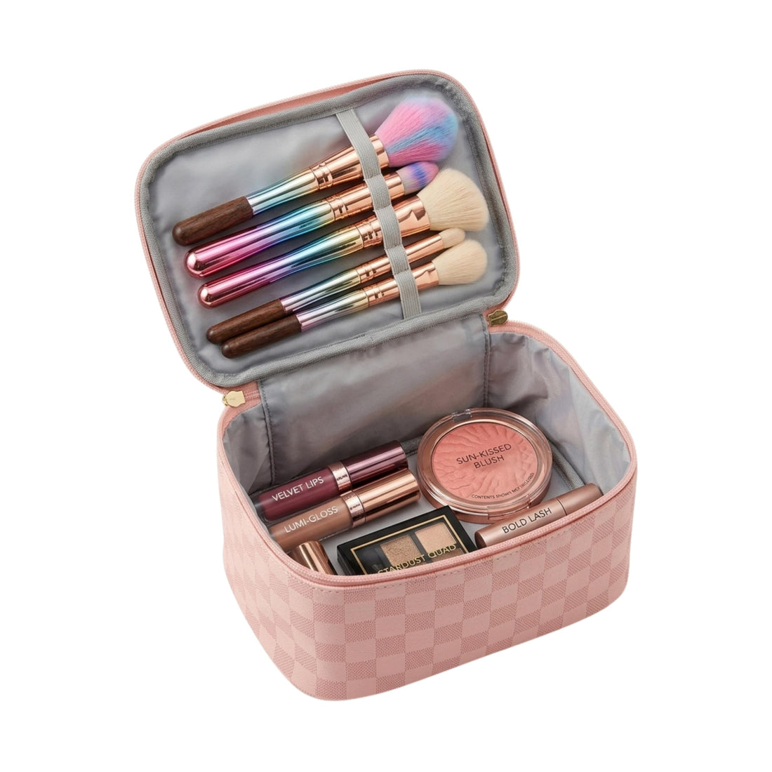 Make up Bag Portable Makeup Bag Large Travel Makeup Case Organizer Cosmetic Bag for Women Girls Toiletry Bag Traveling with Handle pink