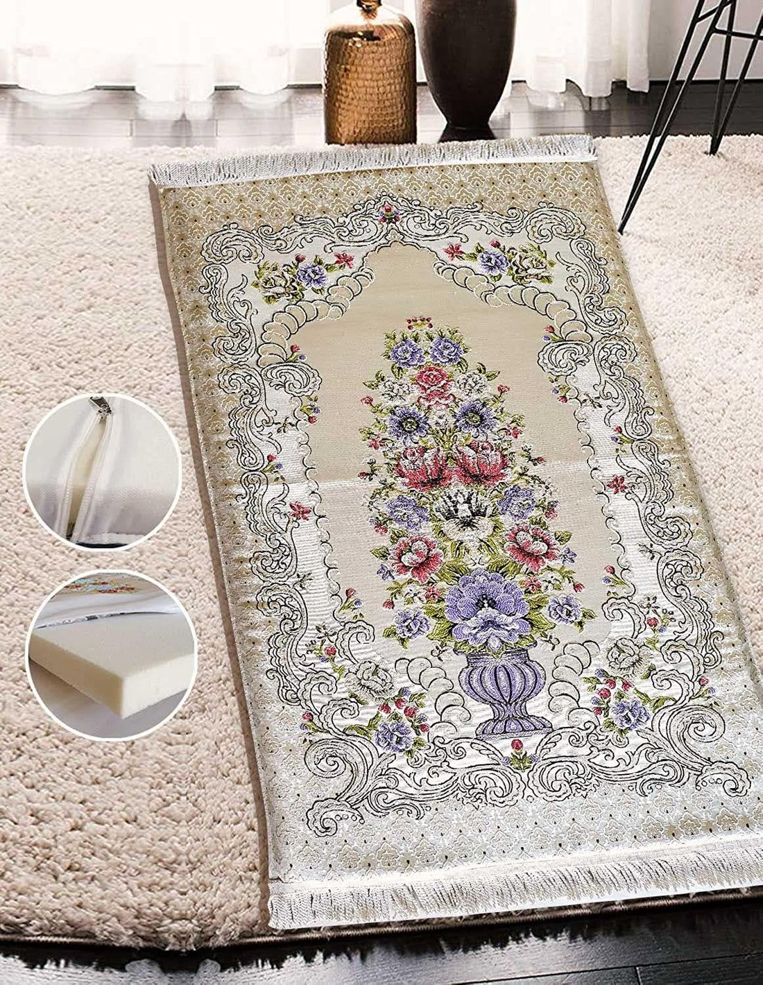 Memory Foam Quilted Prayer Rugs H218e