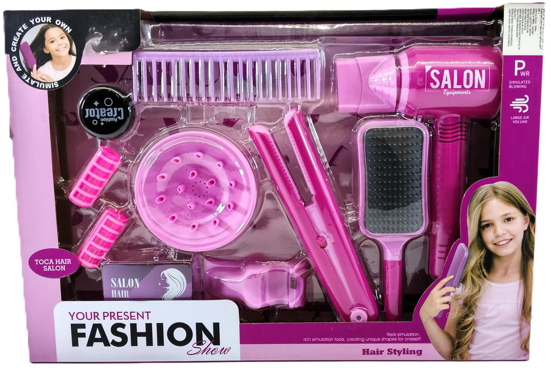 Fashion Hair Styling Toy Set for Girls Ages 3-12, Plastic Salon Accessories